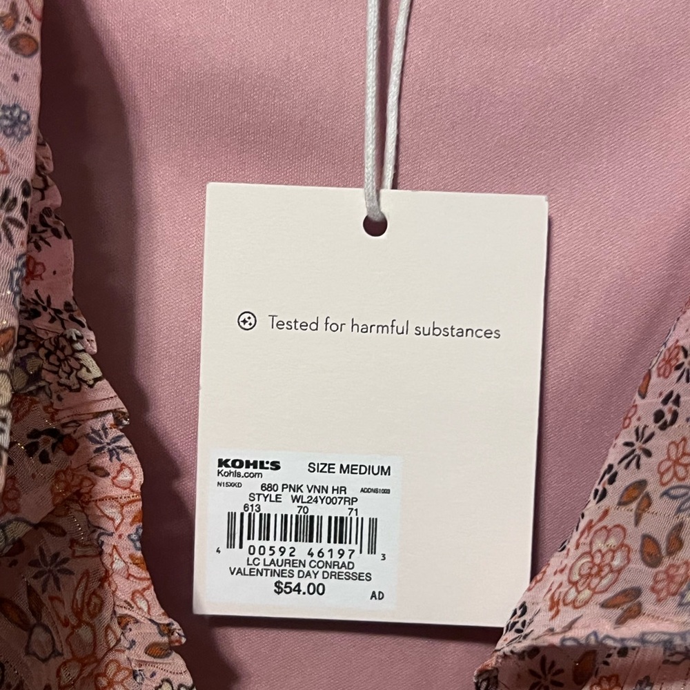LC Lauren Conrad Pink Floral Midi Dress NWT - Picture 6 of 6